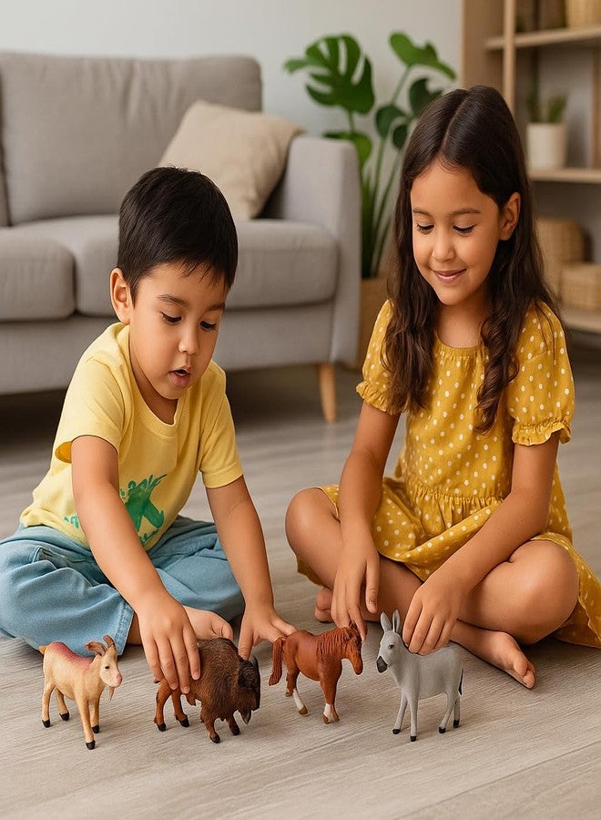 DTR Creation Farm & Wild Animal Figurines Toy Set - 5 Pcs (Goat, Horse, Donkey, Buffalo, Wildebeest) | Educational Animal Toys for Kids | Farm & Safari Animals Playset - Image 2